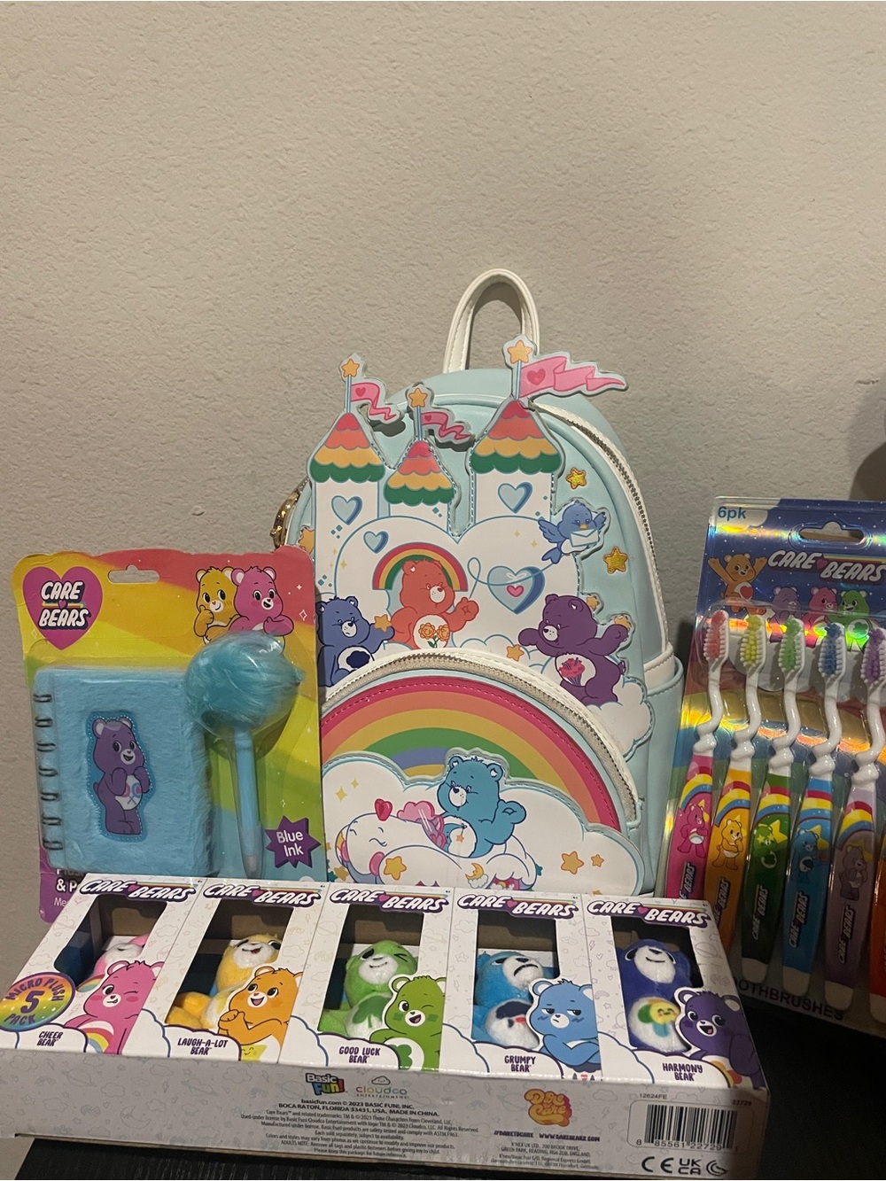 Care Bears Kids Rainbow Backpack and Accessories Set - Pastel Blue